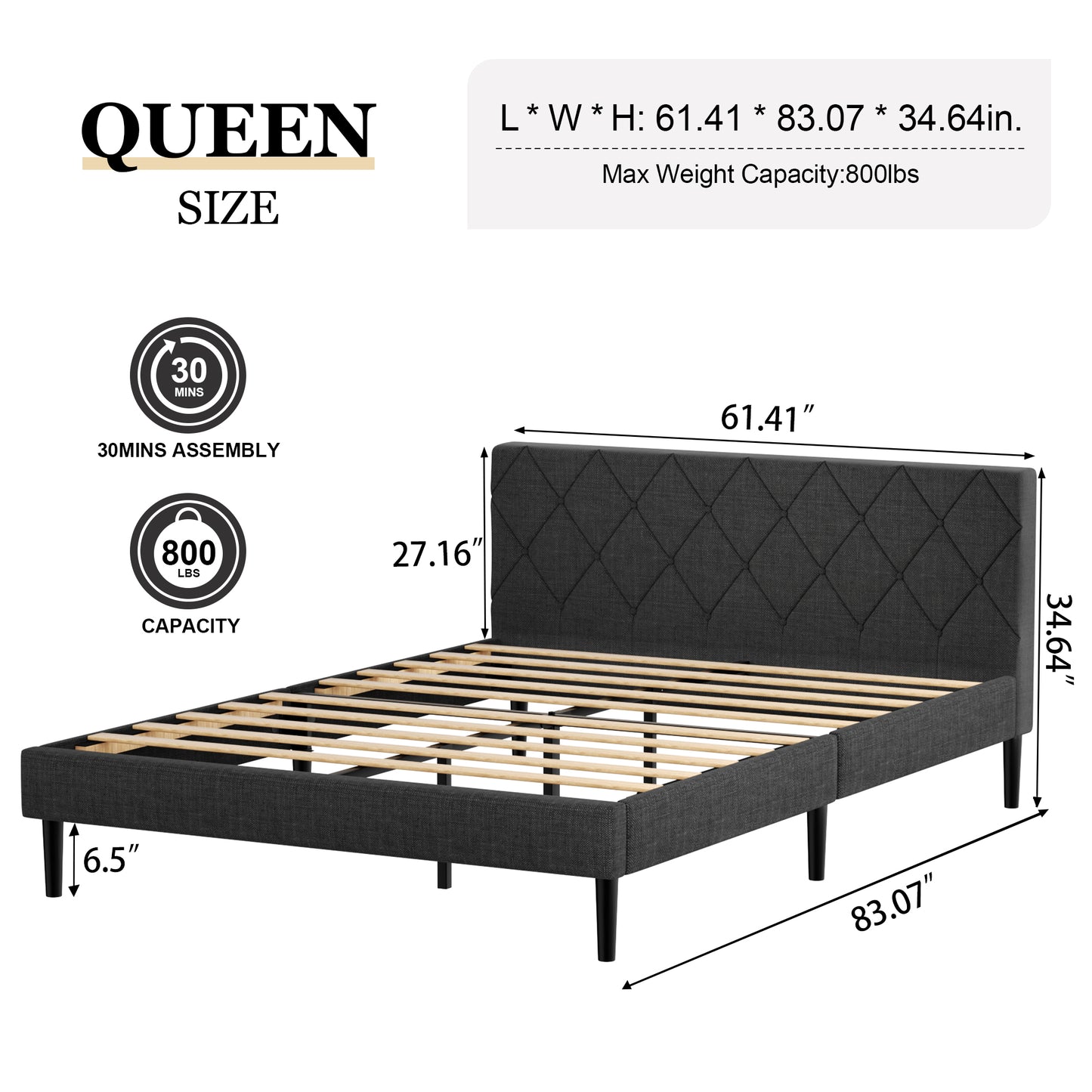 VIPLOV Bed Frame, Upholstered Platform Bed Frame with Button Tufted Headboard, Mattress Foundation, Wooden Slats Support, Super Easy Assembly,Pink