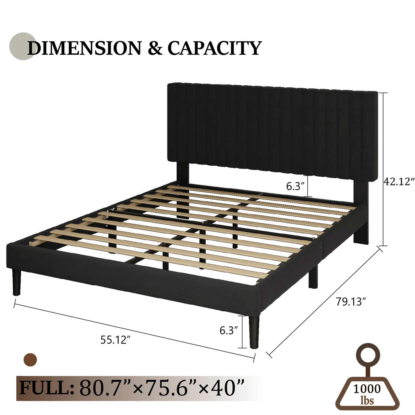 VIPLOV Bed Frame with Velvet Upholstered Headboard, Platform Bed with Strong Wood Slats, Mattress Foundation, Box Spring Optional, Easy Assembly
