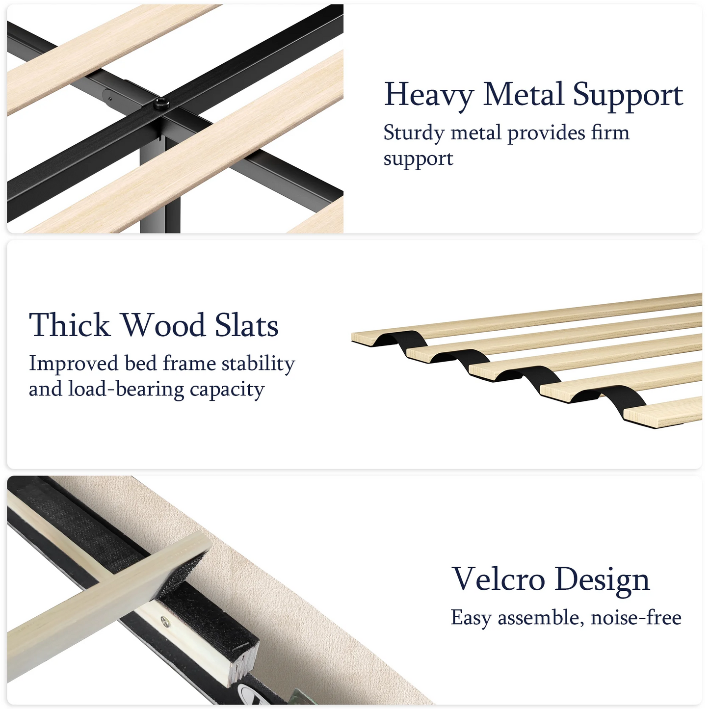 VIPLOV Bed Frame with Button Tufted Headboard, Linen Fabric Upholstered Platform Bed Frame, Mattress Foundation with Wood Slat Support, Easy Assembly, No Box Spring Needed