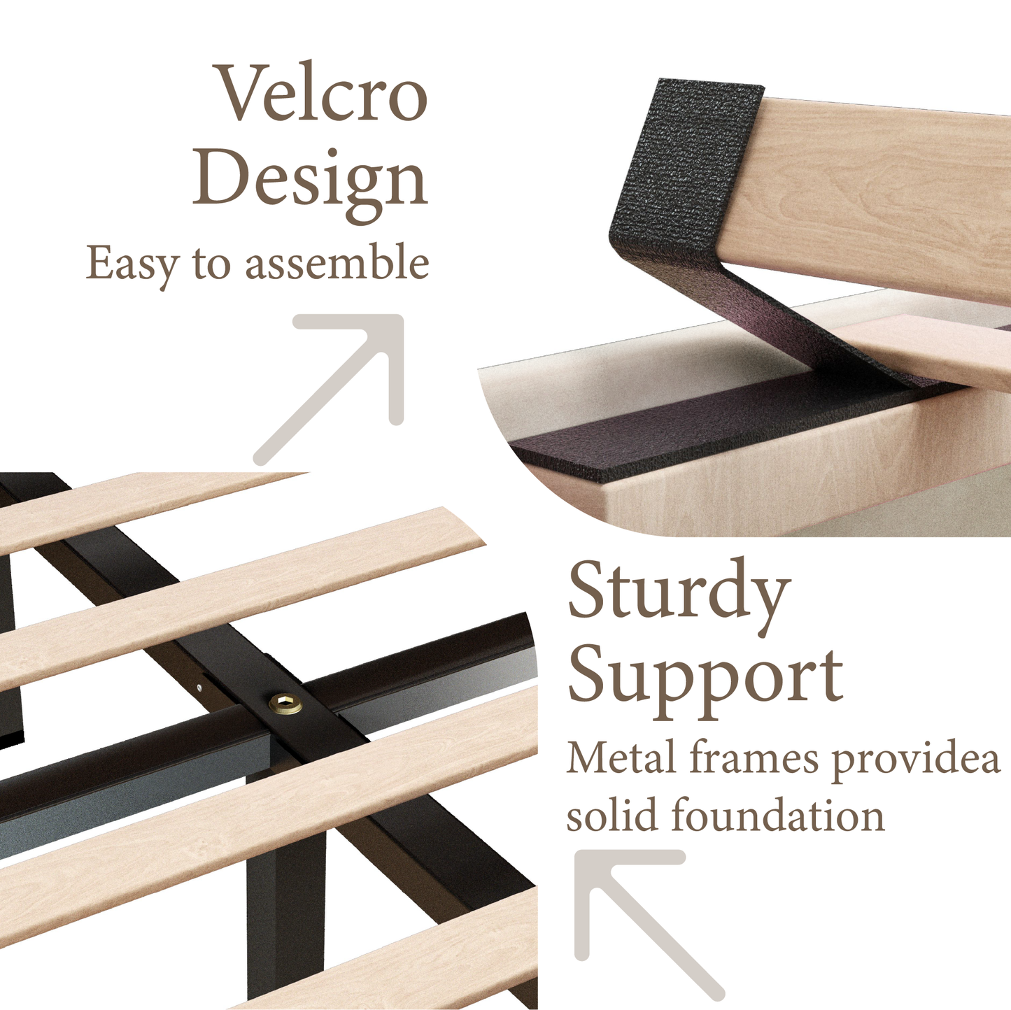 VIPLOV Boucle Bed Base, Upholstered Platform Floor Bed with Headboard, Soft Cloud Bed with Thickened Wide Headboard, Easy Assembly, Cream