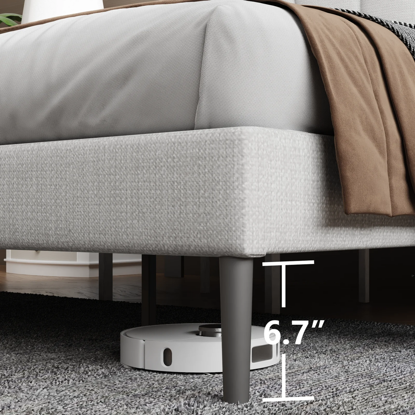 VIPLOV Bed Frame with Padded Headboard, With Wooden Slats For Support, No Box Spring Required, Easy To Assemble, No Noise