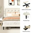 VIPLOV Bed Frame with Upholstered Velvet Button Tufted Headboard, Mattress Foundation with Wooden Slat Support, No Box Spring Needed, Easy Assembly, Noise Free,