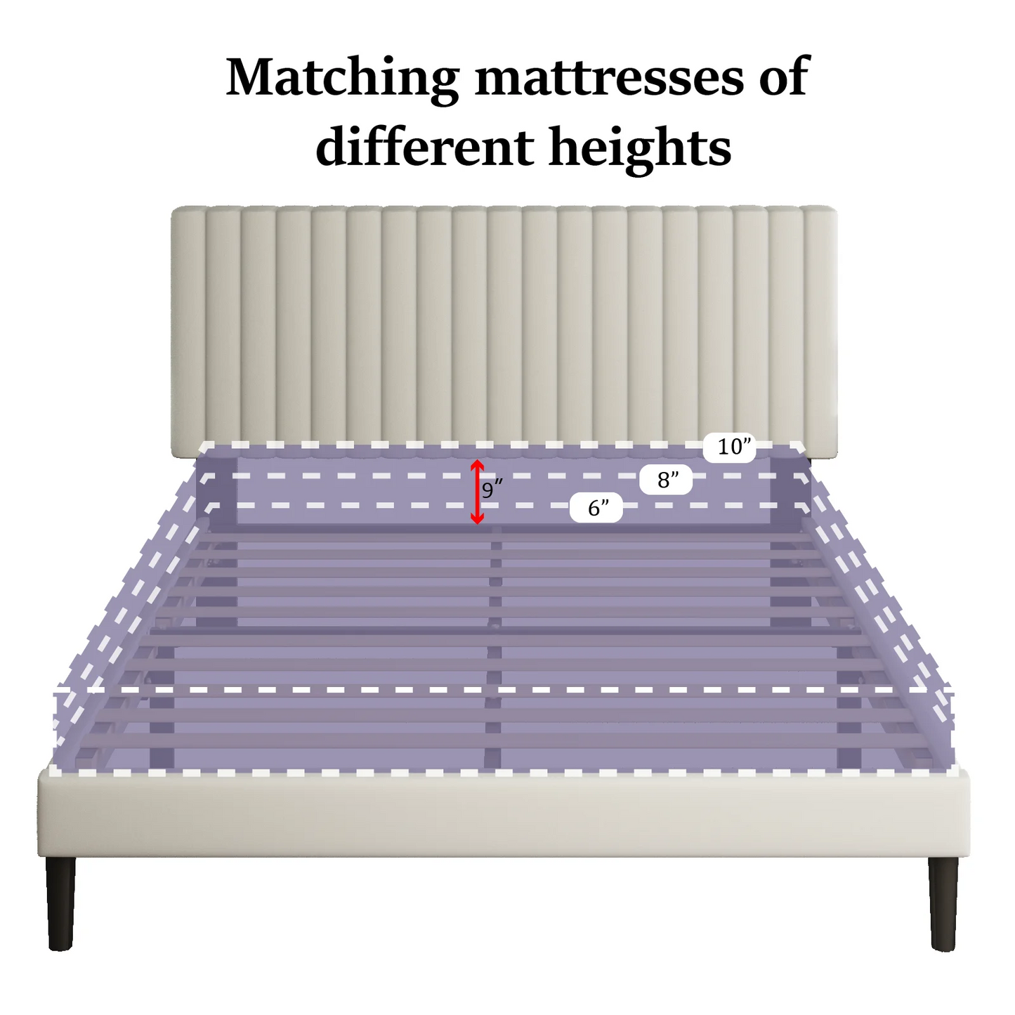 VIPLOV Bed Frame with Velvet Upholstered Headboard, Platform Bed with Strong Wood Slats, Mattress Foundation, Box Spring Optional, Easy Assembly