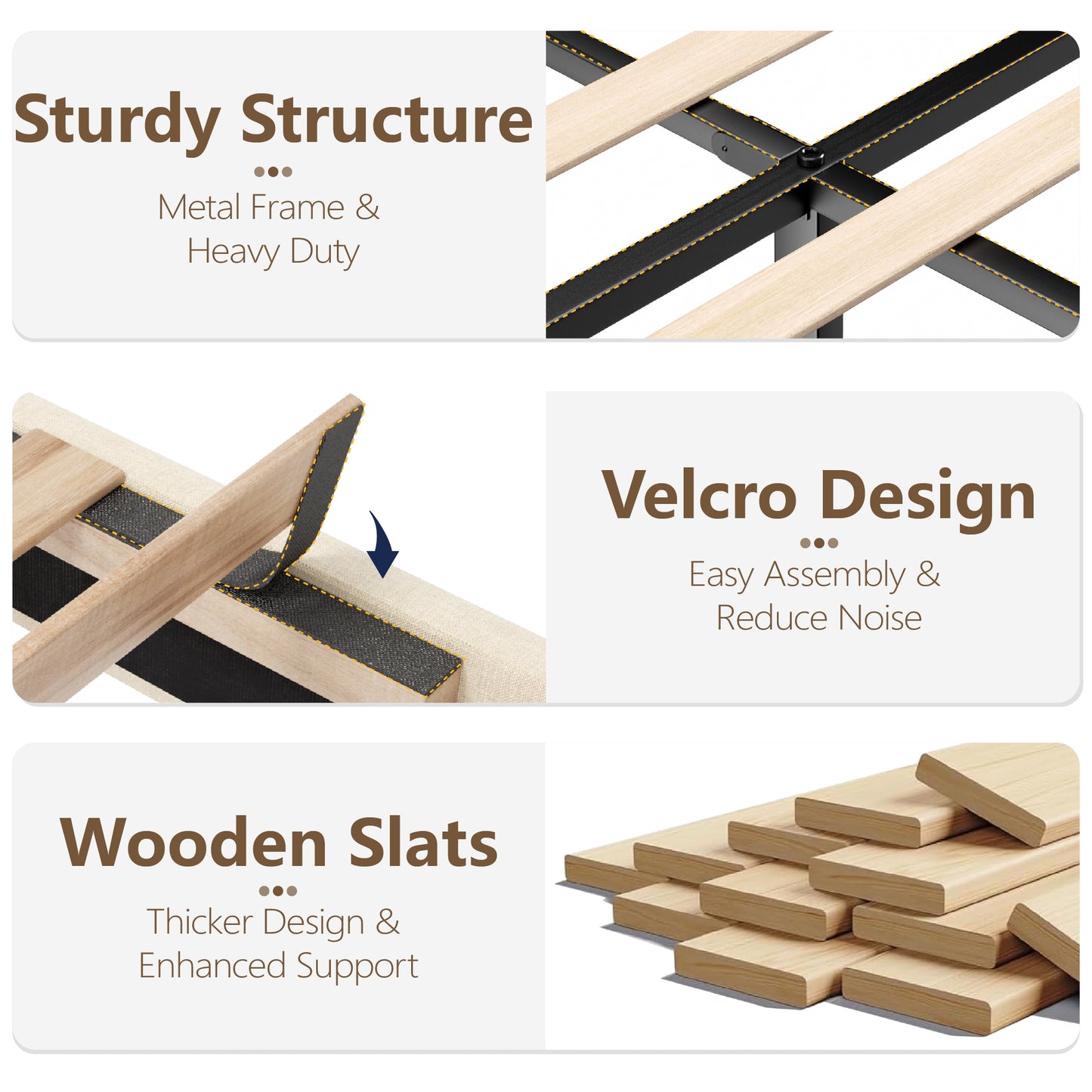 VIPLOV Bed Frame with Headboard and Storage, Platform Bed Frame with 2 Drawers, Upholstered King Size Bed Frame with Storage, Built-in Charging Station, Noiseless