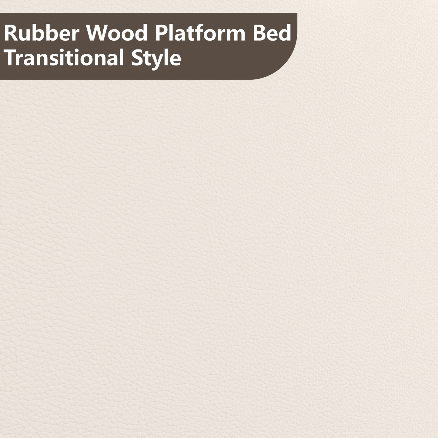 VIPLOV Wood Bed Frame with Vintage Wave Headboard, Leather Upholstered Bed Frame, Mattress Foundation, Easy Assembly