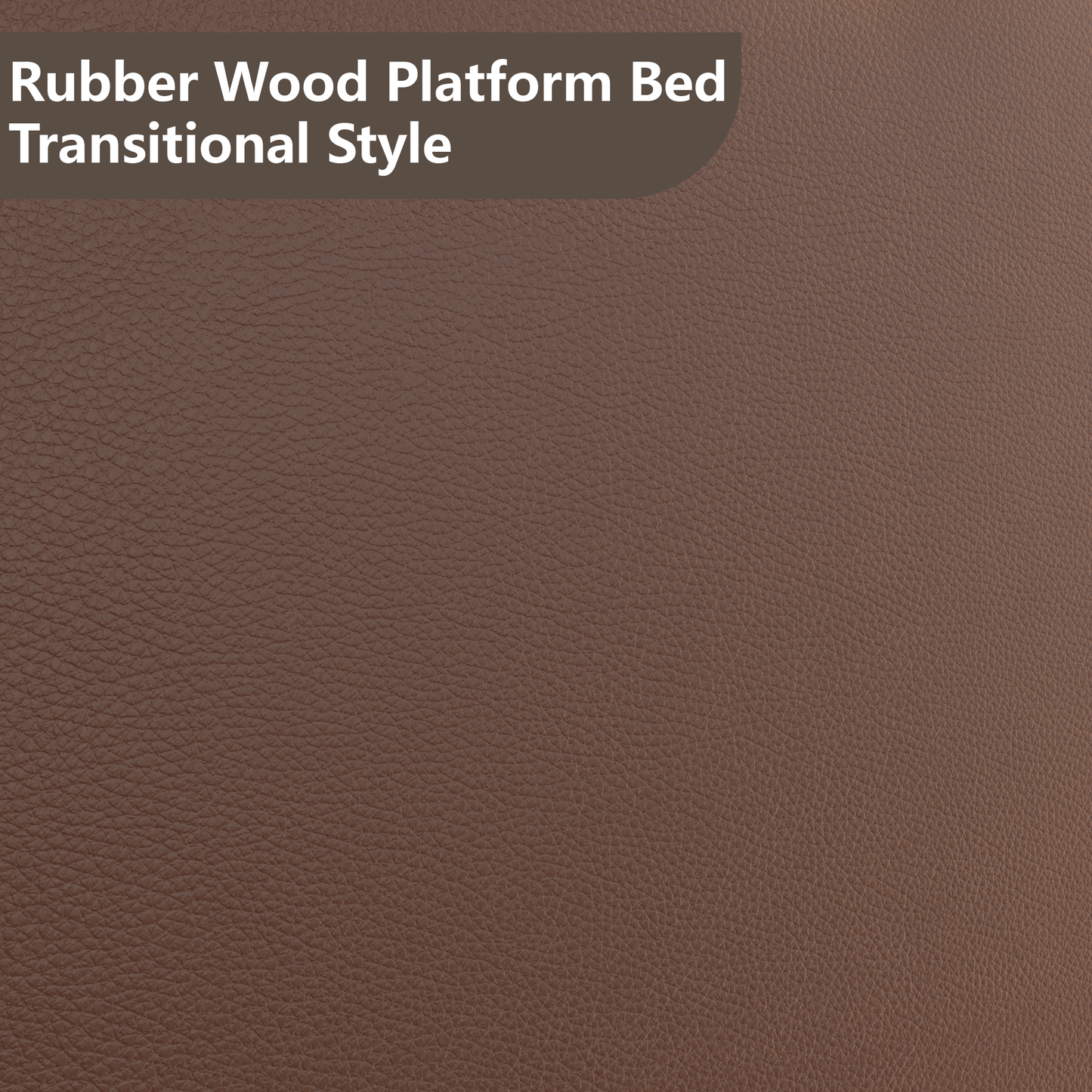 VIPLOV Wood Bed Frame with Vintage Wave Headboard, Leather Upholstered Bed Frame, Mattress Foundation, Easy Assembly